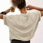 Women's Oversize Workout Crop Tops Casual Short Sleeve Drop Shoulder Boxy T-Shirts